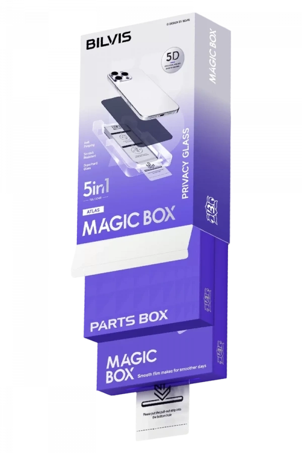 Apple iPhone 13 Pro Max Bilvis 5in1 5D Magic Hayalet Cam Ekran Koruyucu - Siyah