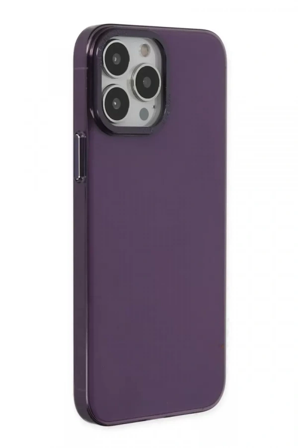 Apple iPhone 13 Pro Max Kılıf Anka PC Sert Metal Kapak - Mor
