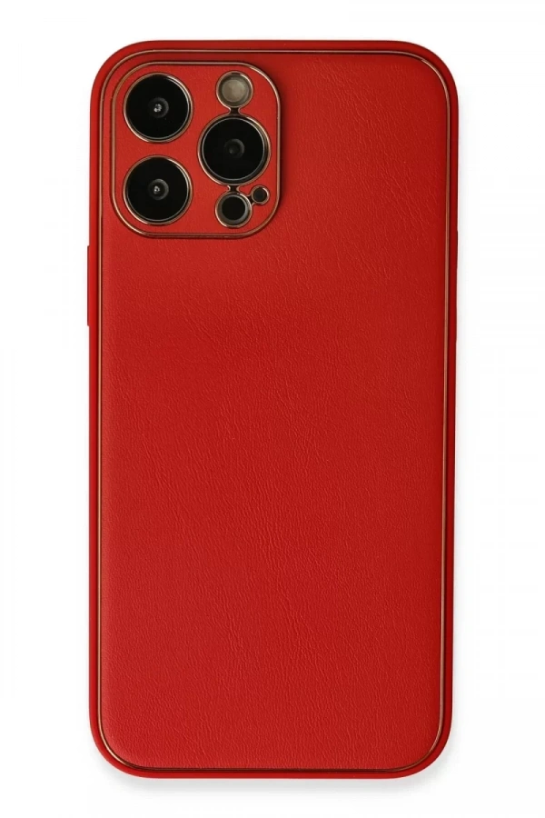 Apple iPhone 13 Pro Max Kılıf Coco Deri Silikon Kapak - Kırmızı