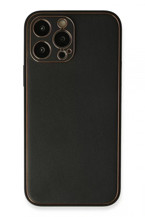 Apple iPhone 13 Pro Max Kılıf Coco Deri Silikon Kapak - Siyah