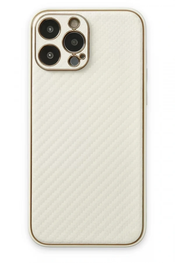 Apple iPhone 13 Pro Max Kılıf Coco Karbon Silikon - Beyaz