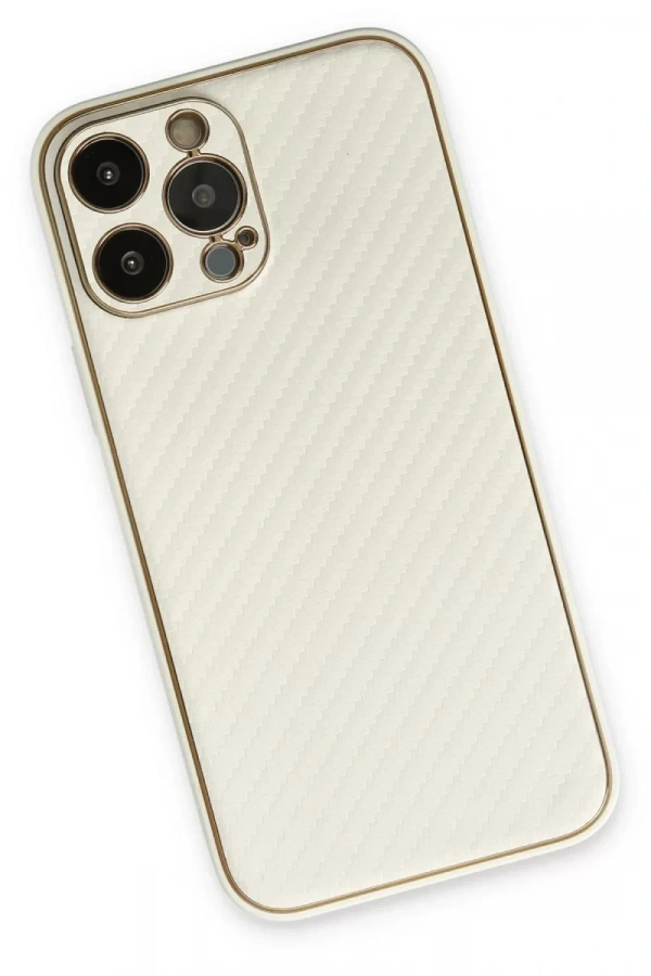 Apple iPhone 13 Pro Max Kılıf Coco Karbon Silikon - Beyaz