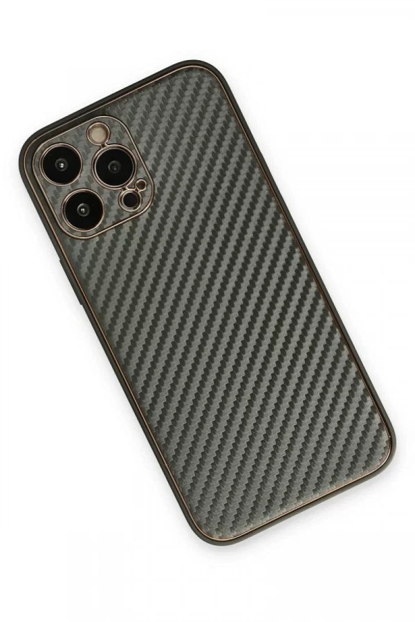 Apple iPhone 13 Pro Max Kılıf Coco Karbon Silikon - Füme