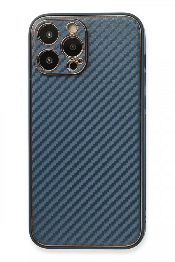 Apple iPhone 13 Pro Max Kılıf Coco Karbon Silikon - Mavi