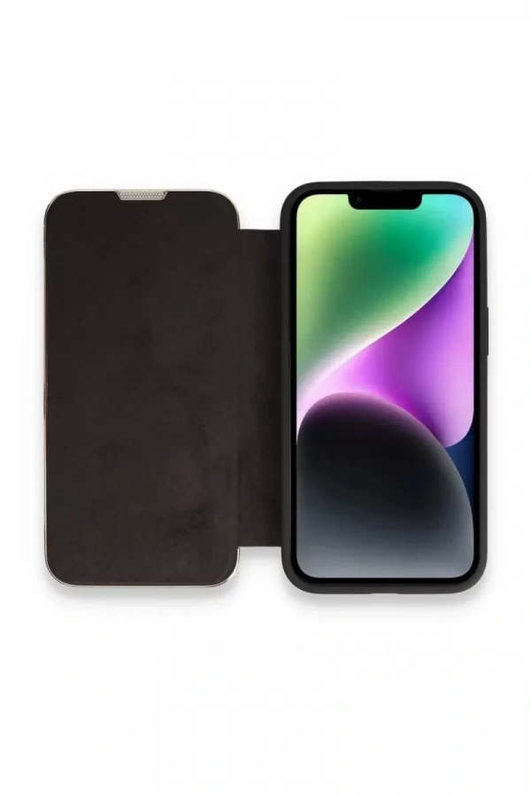 Apple iPhone 13 Pro Max Kılıf Dolpin Kapaklı - Siyah