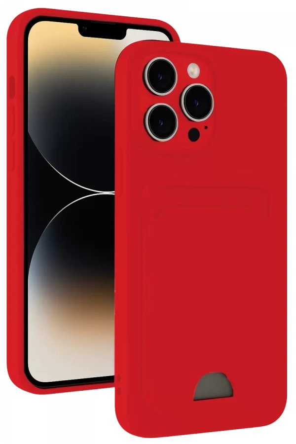 Apple iPhone 13 Pro Max Kılıf Kelvin Kartvizitli Silikon - Kırmızı