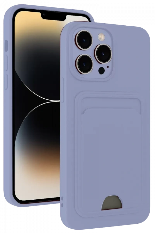 Apple iPhone 13 Pro Max Kılıf Kelvin Kartvizitli Silikon - Lila
