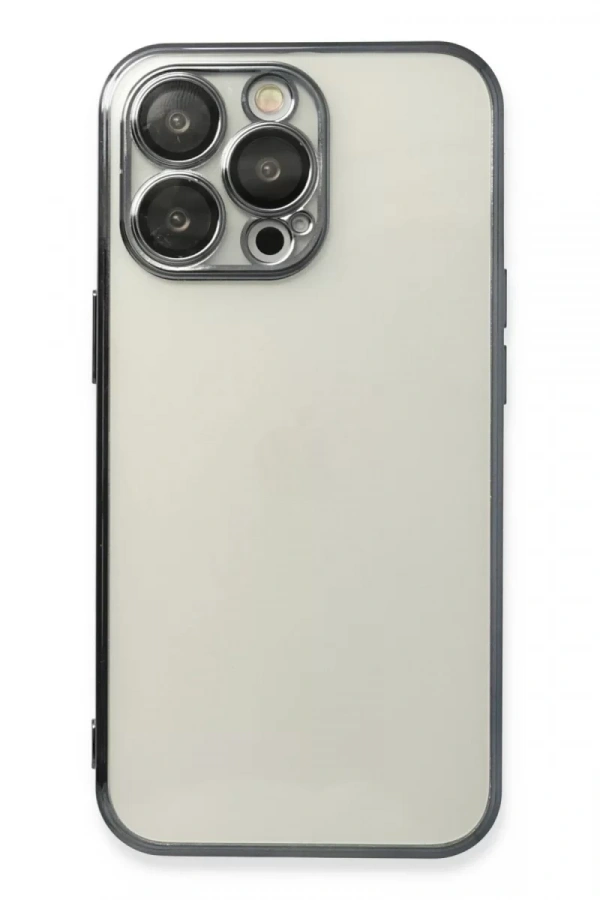 Apple iPhone 13 Pro Max Kılıf Lensli Silikon - Siyah