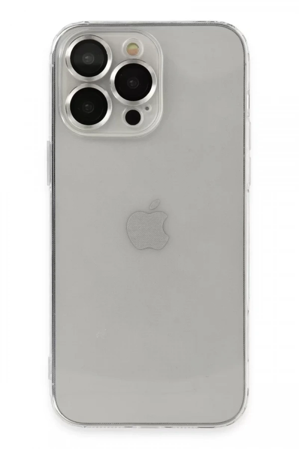 Apple iPhone 13 Pro Max Kılıf Luko Lens Silikon - Gümüş