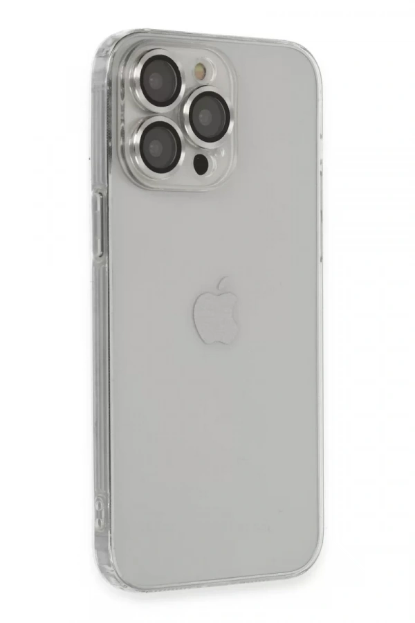 Apple iPhone 13 Pro Max Kılıf Luko Lens Silikon - Gümüş