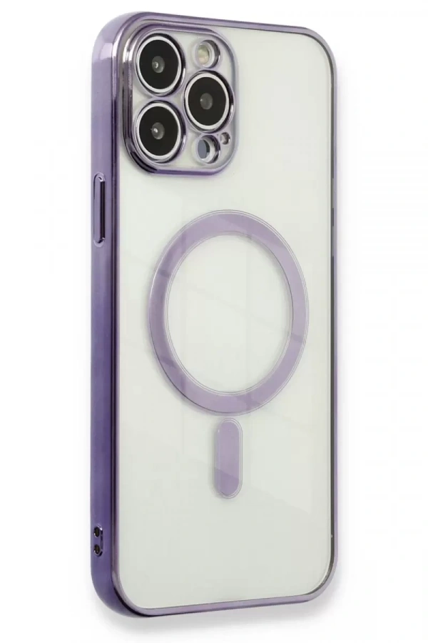 Apple iPhone 13 Pro Max Kılıf Magneticsafe Lazer Silikon - Mor