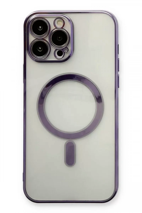 Apple iPhone 13 Pro Max Kılıf Magneticsafe Lazer Silikon - Mor