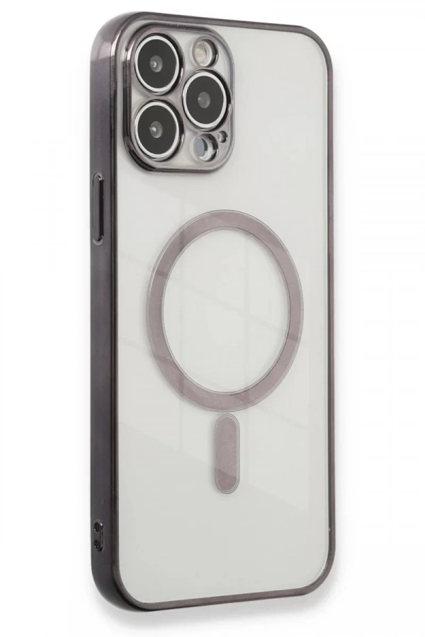 Apple iPhone 13 Pro Max Kılıf Magneticsafe Lazer Silikon - Siyah