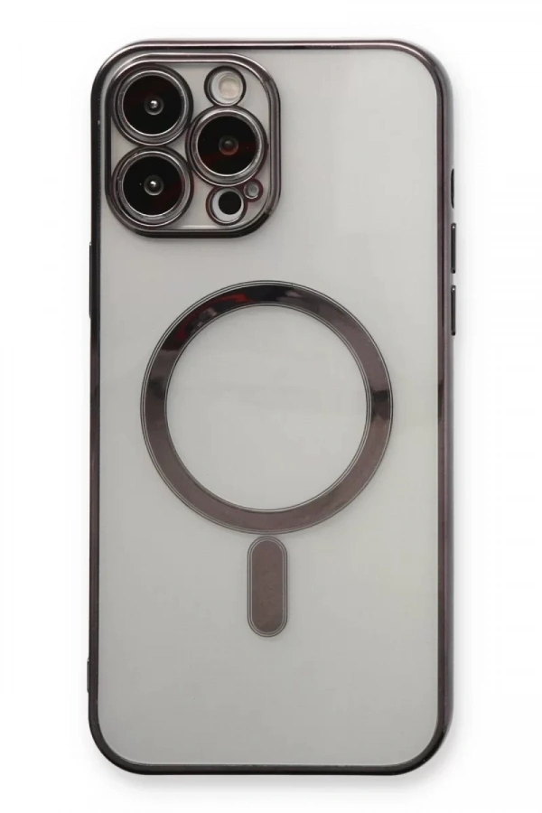 Apple iPhone 13 Pro Max Kılıf Magneticsafe Lazer Silikon - Siyah