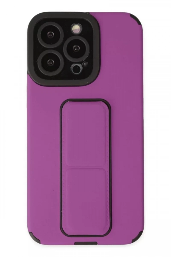 Apple iPhone 13 Pro Max Kılıf Mega Standlı Silikon - Mor