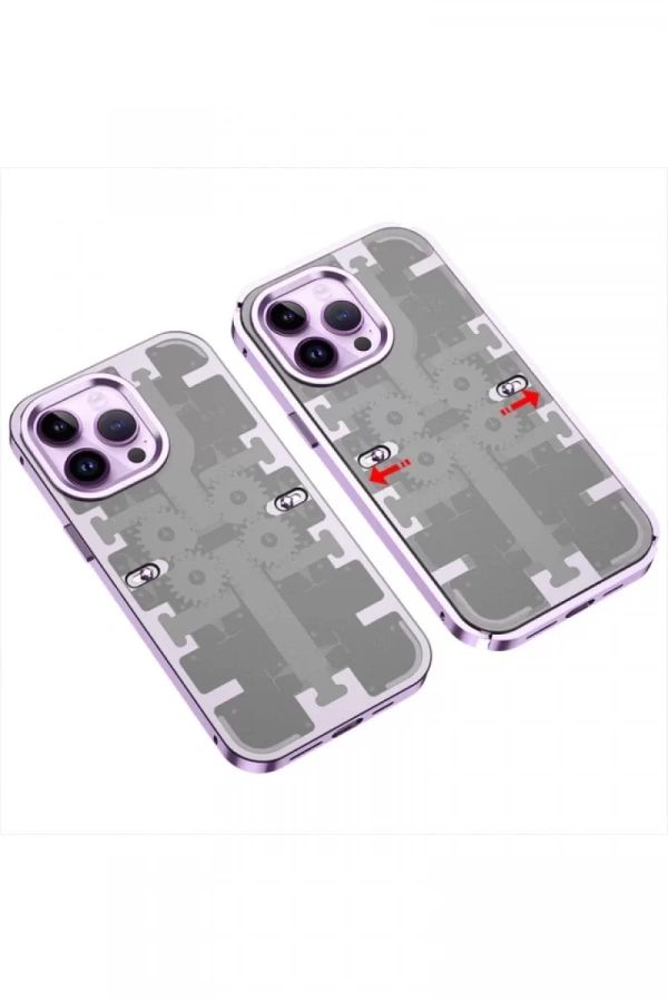 Apple iPhone 13 Pro Max Kılıf Mekanik Bumper Kapak - Derin Mor