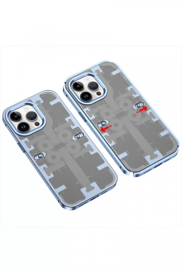 Apple iPhone 13 Pro Max Kılıf Mekanik Bumper Kapak - Mavi