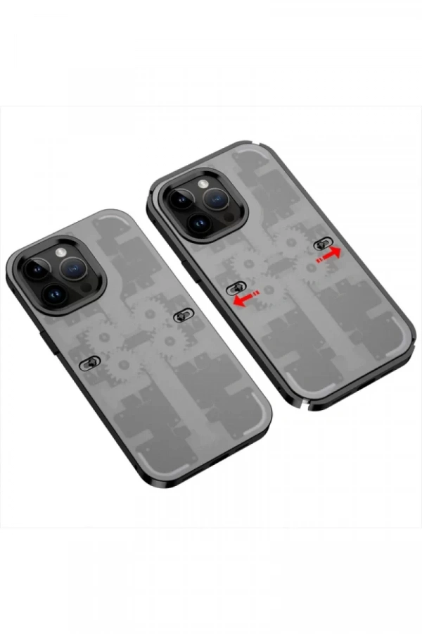 Apple iPhone 13 Pro Max Kılıf Mekanik Bumper Kapak - Siyah