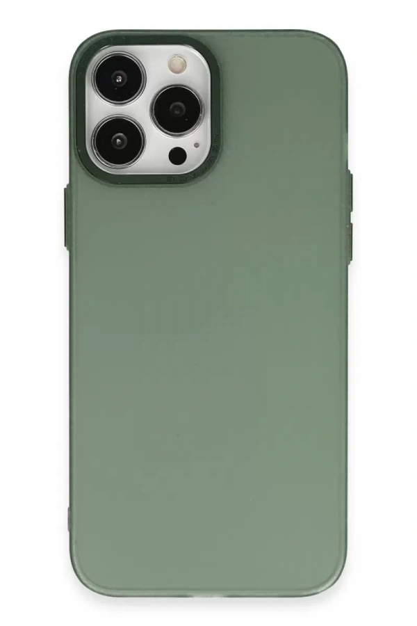 Apple iPhone 13 Pro Max Kılıf Modos Metal Kapak - Koyu Yeşil