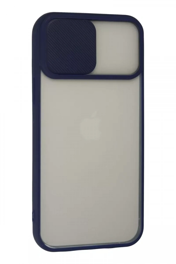 Apple iPhone 13 Pro Max Kılıf Palm Buzlu Kamera Sürgülü Silikon - Lacivert
