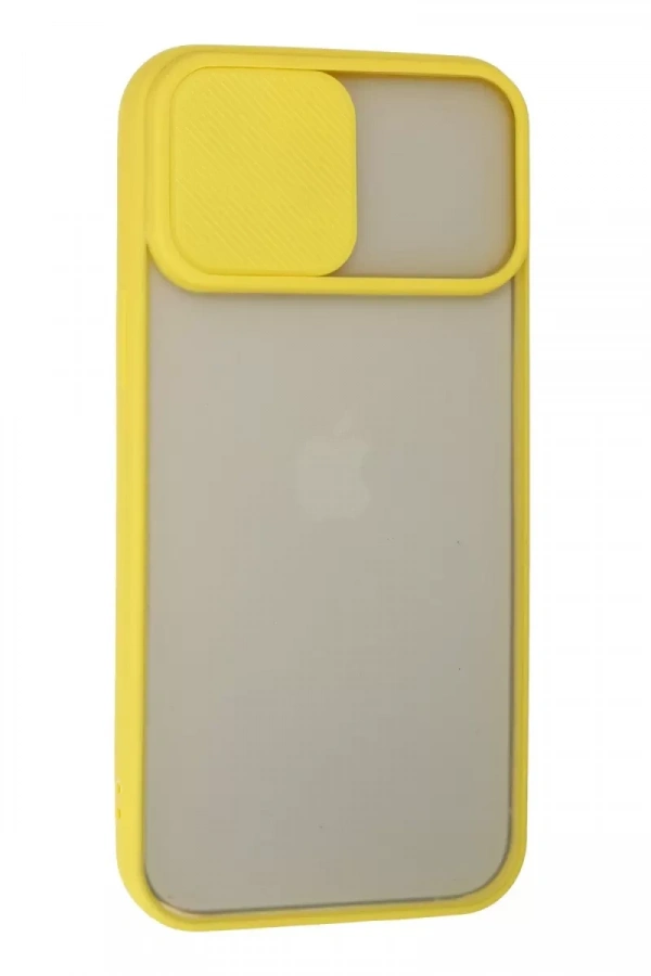Apple iPhone 13 Pro Max Kılıf Palm Buzlu Kamera Sürgülü Silikon - Sarı