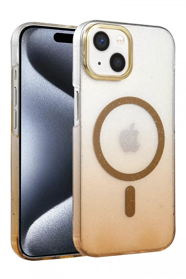 Apple iPhone 14 Glossy Magsafe Kapak - Çöl Titanyum