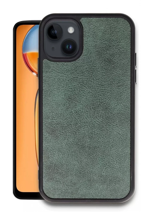 Apple iPhone 14 Kılıf Aras Deri Kapak - Koyu Yeşil