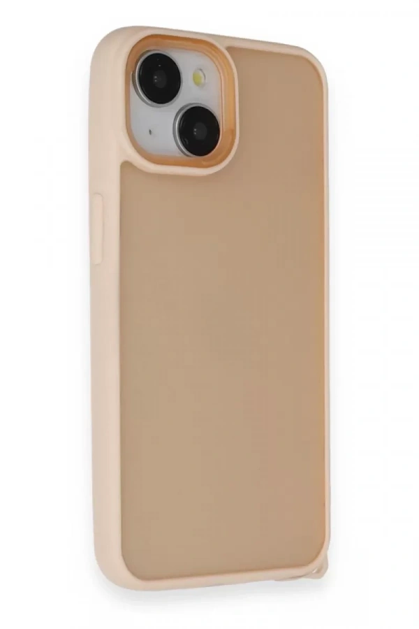 Apple iPhone 14 Kılıf Elegant Kapak - Pudra