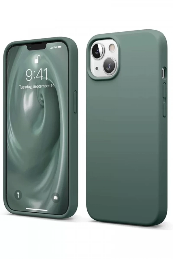 Apple iPhone 14 Kılıf First Silikon - Koyu Yeşil