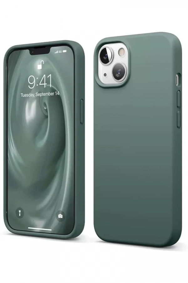 Apple iPhone 14 Kılıf First Silikon - Koyu Yeşil