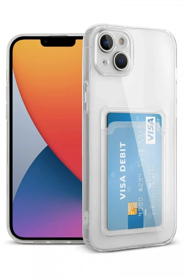 Apple iPhone 14 Kılıf Kart Şeffaf Silikon - Şeffaf