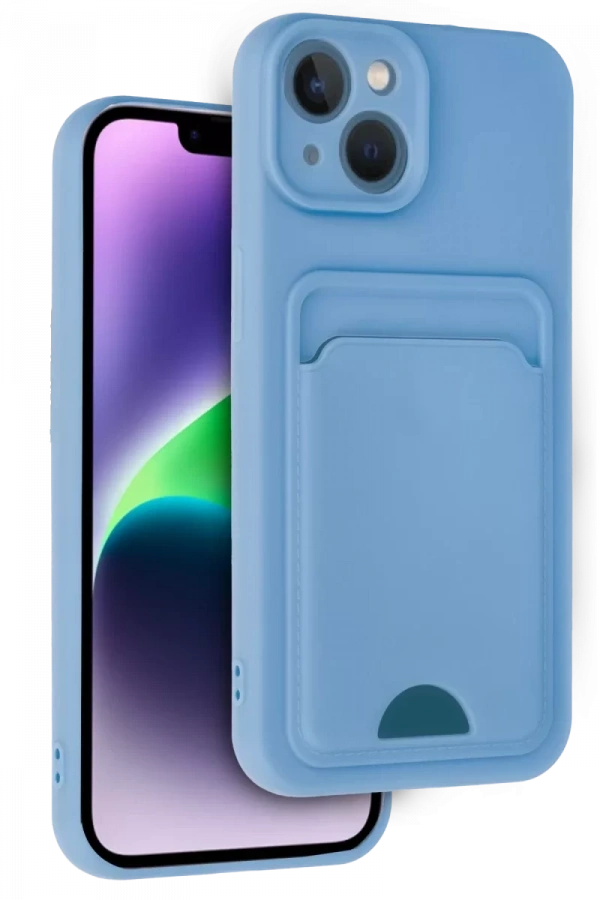 Apple iPhone 14 Kılıf Kelvin Kartvizitli Silikon - Mavi