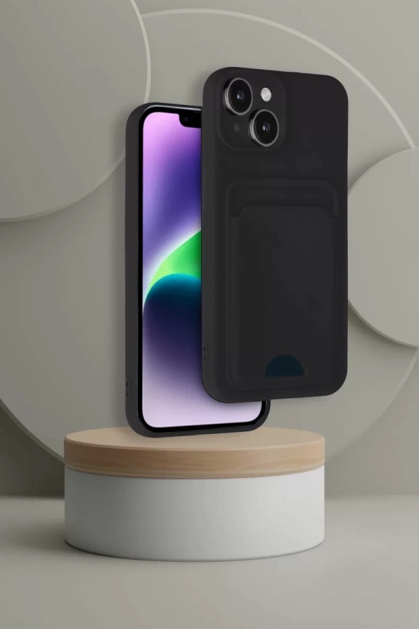 Apple iPhone 14 Kılıf Kelvin Kartvizitli Silikon - Siyah