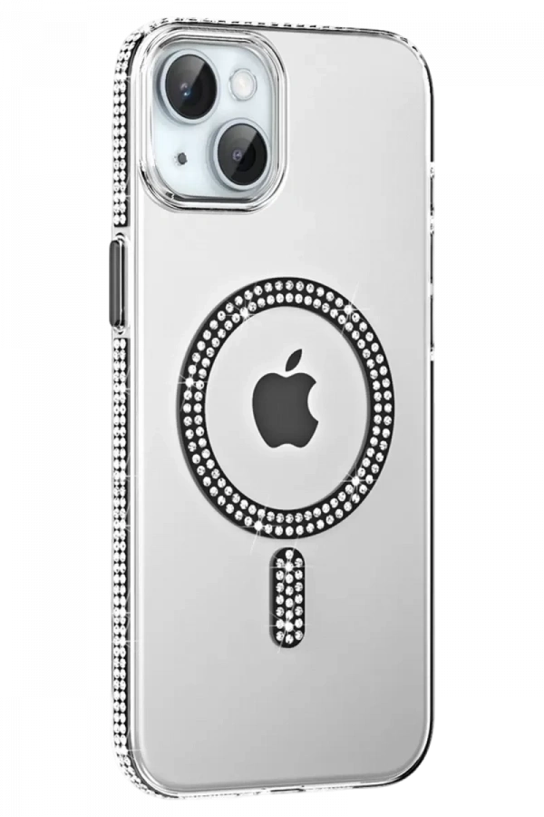 Apple iPhone 14 Move Taşlı Magsafe Kapak - Siyah