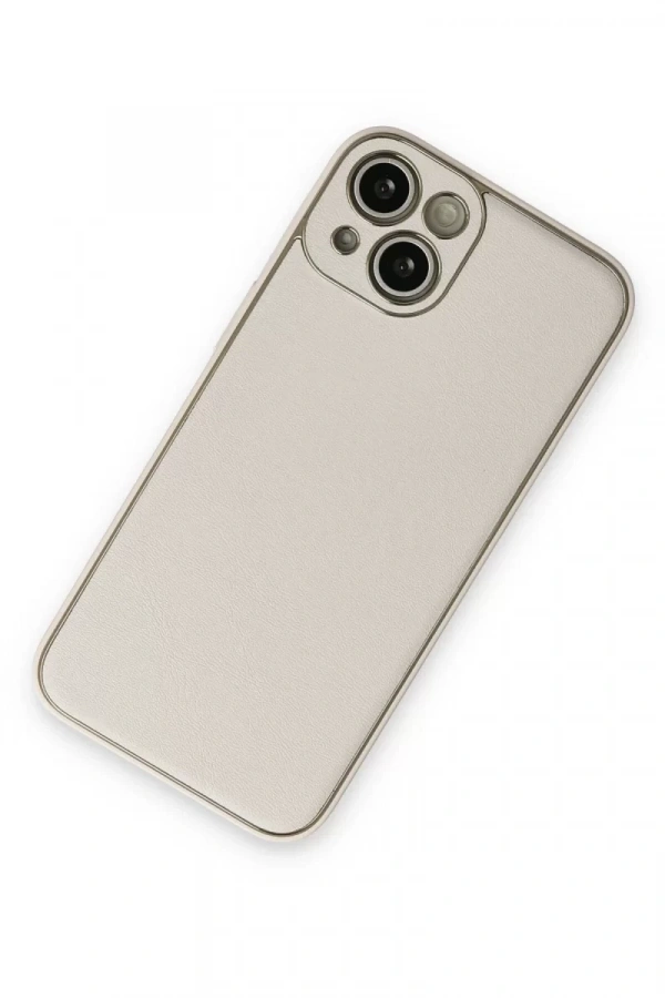 Apple iPhone 14 Plus Kılıf Coco Deri Silikon Kapak - Beyaz