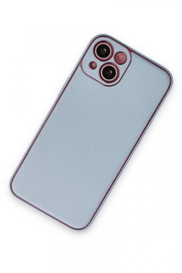 Apple iPhone 14 Plus Kılıf Coco Deri Silikon Kapak - Sky Blue