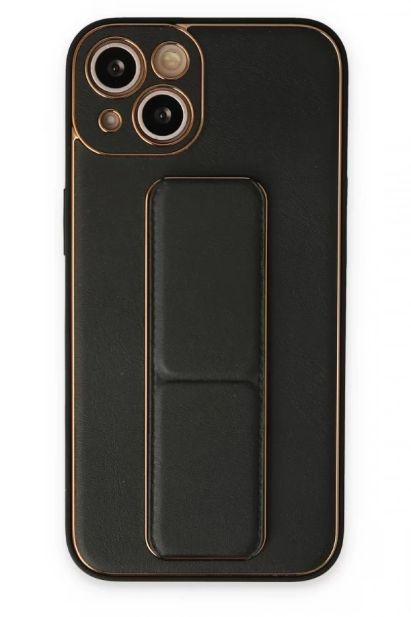 Apple iPhone 14 Plus Kılıf Coco Deri Standlı Kapak - Siyah