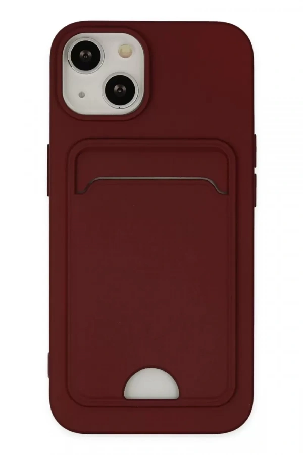 Apple iPhone 14 Plus Kılıf Kelvin Kartvizitli Silikon - Bordo