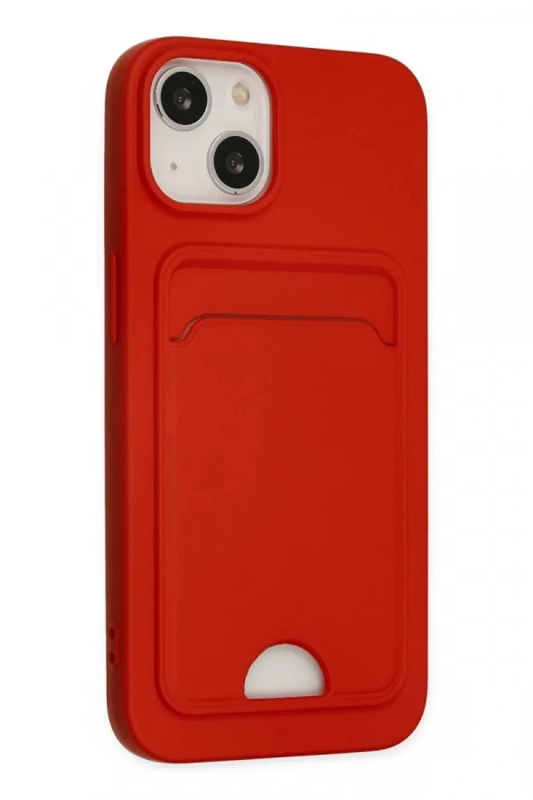 Apple iPhone 14 Plus Kılıf Kelvin Kartvizitli Silikon - Kırmızı
