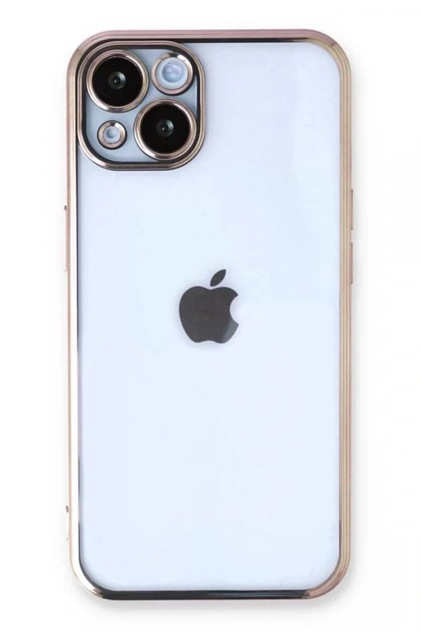Apple iPhone 14 Plus Kılıf Lensli Silikon - Gold