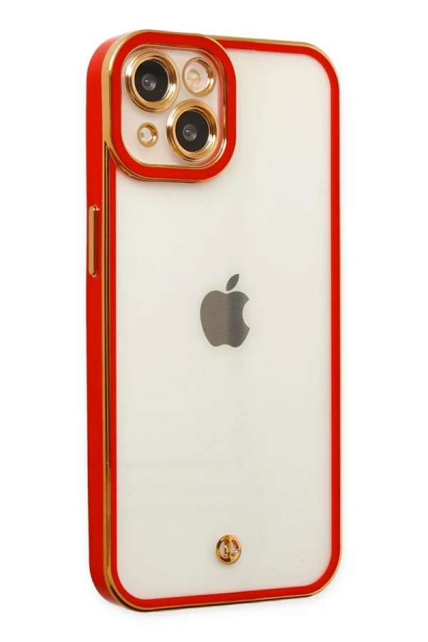 Apple iPhone 14 Plus Kılıf Liva Lens Silikon - Kırmızı
