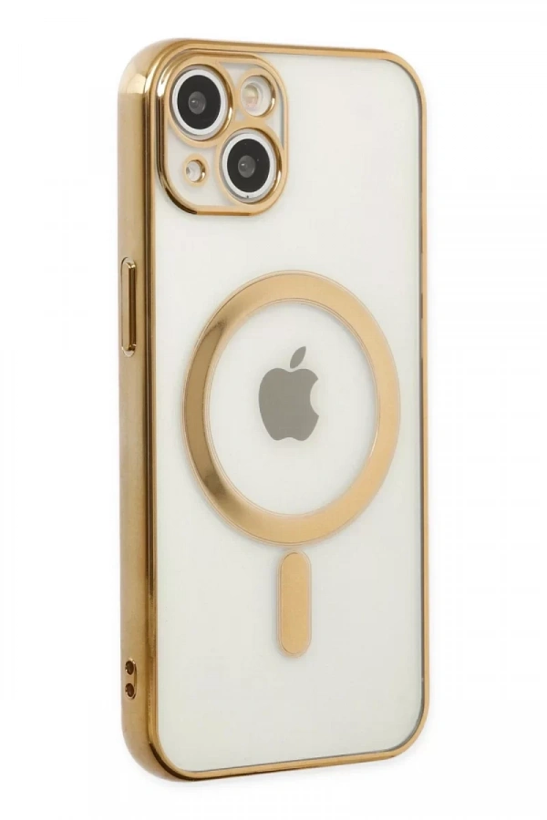 Apple iPhone 14 Plus Kılıf Magneticsafe Lazer Silikon - Gold