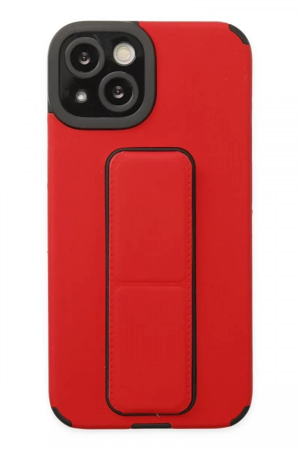 Apple iPhone 14 Plus Kılıf Mega Standlı Silikon - Kırmızı