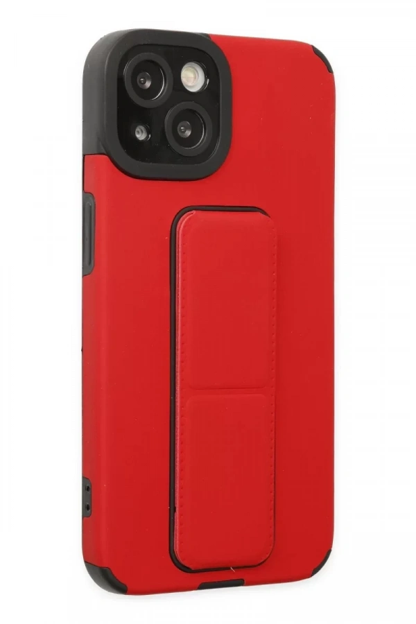 Apple iPhone 14 Plus Kılıf Mega Standlı Silikon - Kırmızı