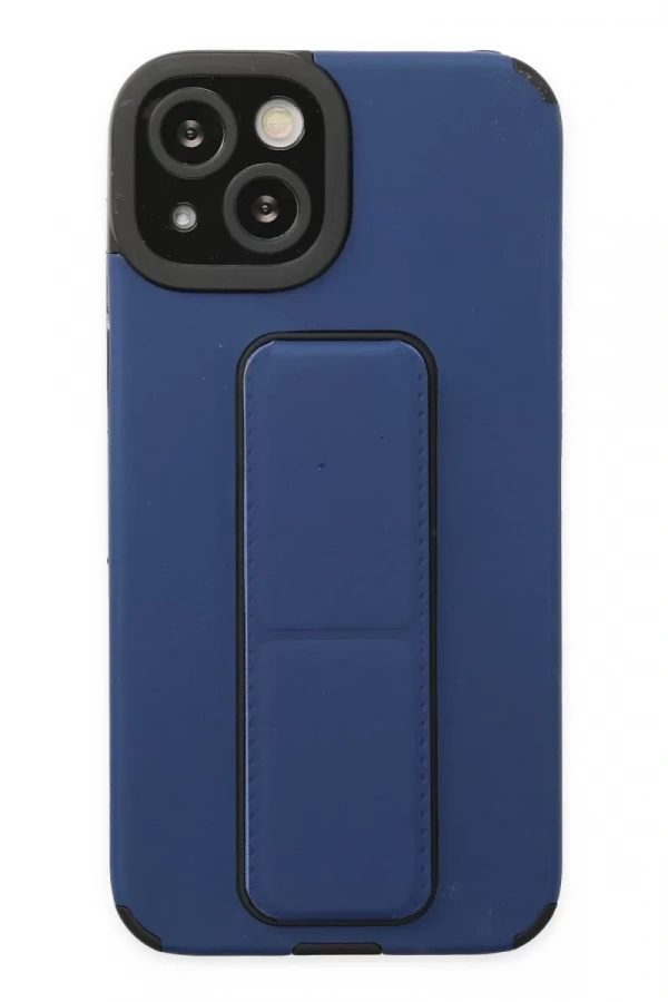 Apple iPhone 14 Plus Kılıf Mega Standlı Silikon - Mavi