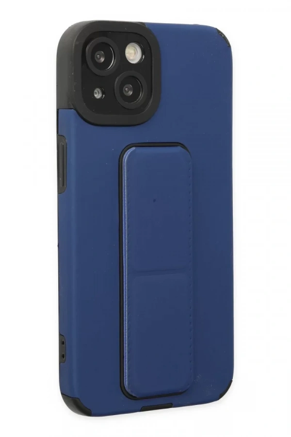 Apple iPhone 14 Plus Kılıf Mega Standlı Silikon - Mavi