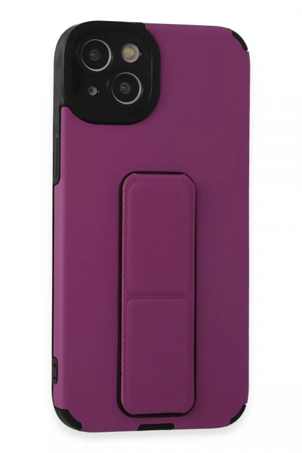 Apple iPhone 14 Plus Kılıf Mega Standlı Silikon - Mor