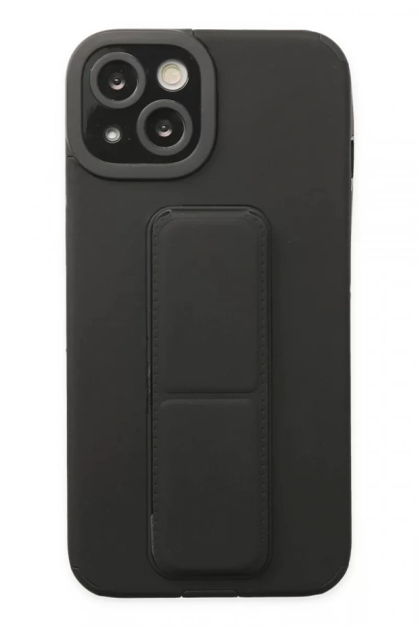Apple iPhone 14 Plus Kılıf Mega Standlı Silikon - Siyah