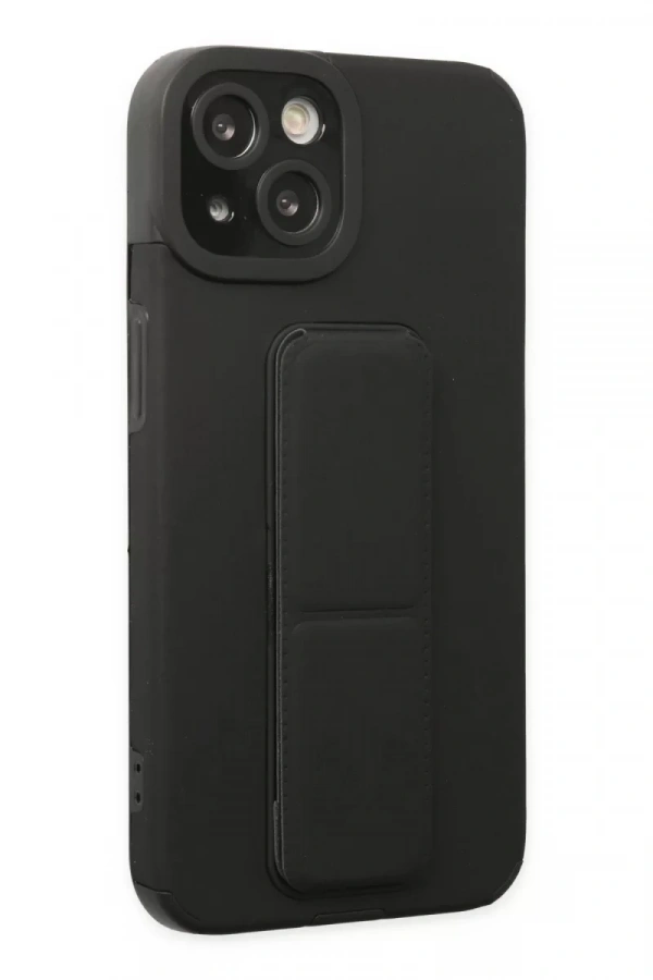 Apple iPhone 14 Plus Kılıf Mega Standlı Silikon - Siyah