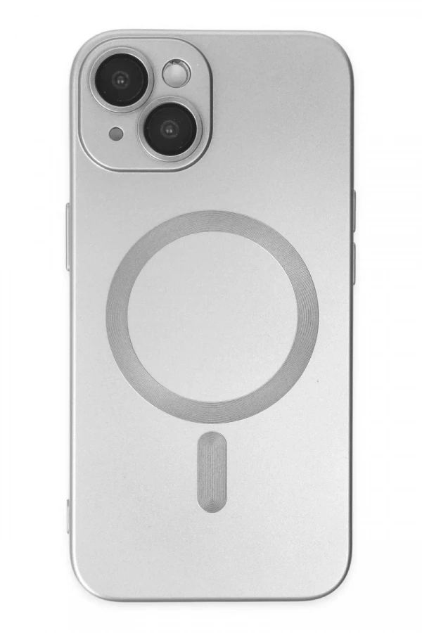 Apple iPhone 14 Plus Kılıf Moshi Lens Magneticsafe Silikon - Gümüş